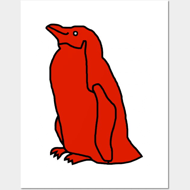 Red Penguin Wall Art by ellenhenryart